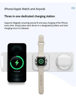 3in-1-Schnellladestation in Weiß