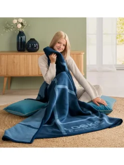 Jacquard, Baumwollmischung Wohndecke in blau