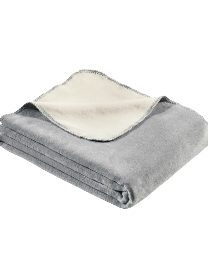 Jacquard, Baumwollmischung Wohndecke in wollweiß/hellgrau