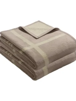 Jacquard, Baumwollmischung Wohndecke 2er-Pack in beige