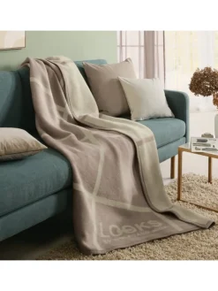 Jacquard, Baumwollmischung Wohndecke 2er-Pack in beige