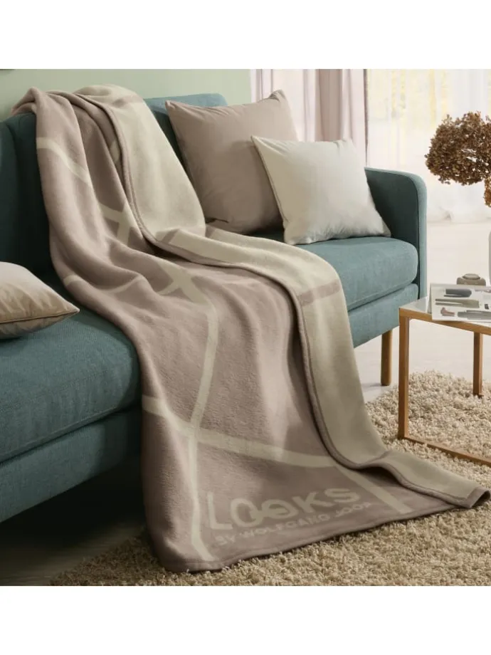 Jacquard, Baumwollmischung Wohndecke in beige