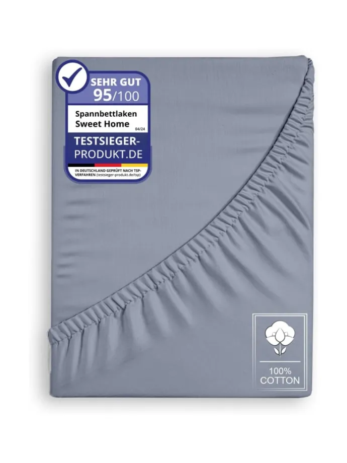 Jersey Spannbettlaken Spannbetttuch 100% Baumwolle Bettlaken Betttuch in Grau
