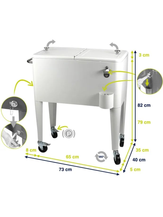 Kailua Cooler - Kühlbox, Kühlwagen, Getränkekühler, Weiß