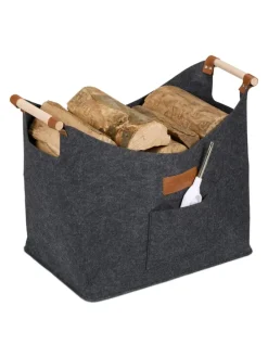 Kaminholzkorb in Grau - 50 L