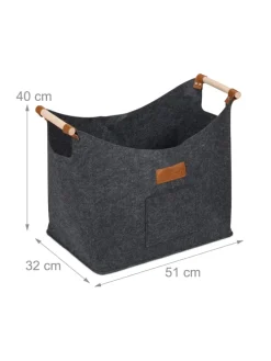 Kaminholzkorb in Grau - 50 L