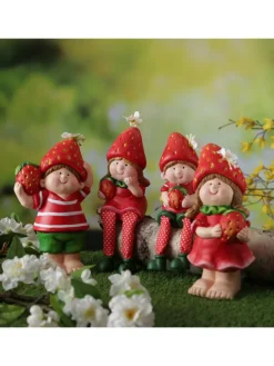 Kantenhocker Erdbeermädchen Lotte Gartenfigur H: 19cm in rot