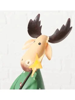 Kantenhocker "Heini" in Creme/ Grün - (H)42 cm