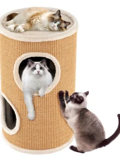 Katzenbaum Kratztonne Ø 36 cm 59,5 cm hoch in Braun