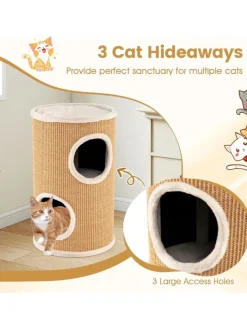 Katzenbaum Kratztonne Ø 36 cm 59,5 cm hoch in Braun