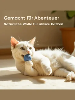 Katzenbälle mit Glöckchen – 4 Bälle Wolle
