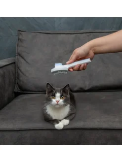 Katzenbürste Hundebürste Fellbürste selbstreinigend in Blau Weiß