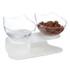Katzen-Doppelnapf in Weiß/ Transparent - (B)27,5 x (H)16 x (T)13,5 cm