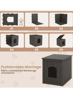 Katzenhaus Katzenklo Schrank in Schwarz