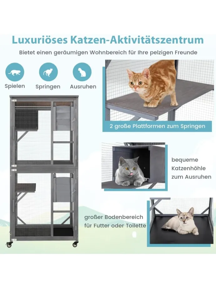 Katzenhaus Outdoor in Grau