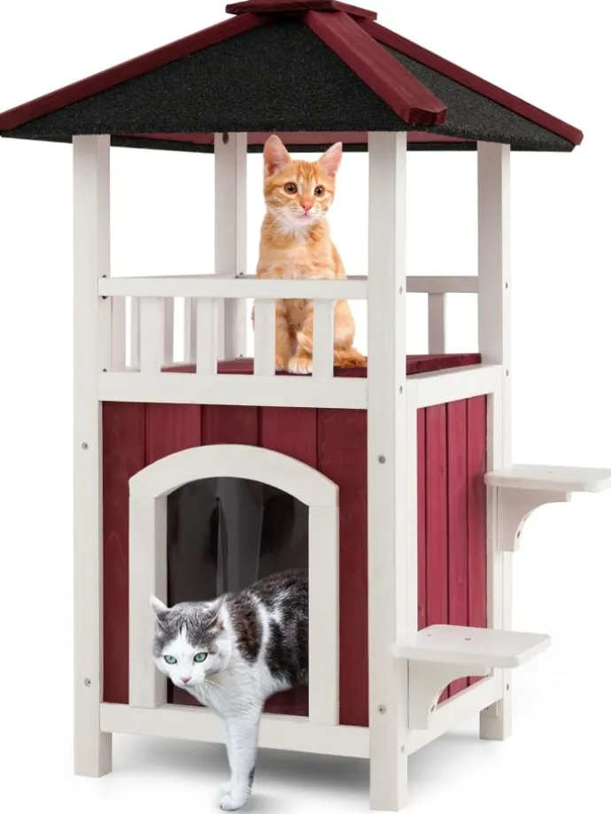 Katzenhaus Outdoor in Rot