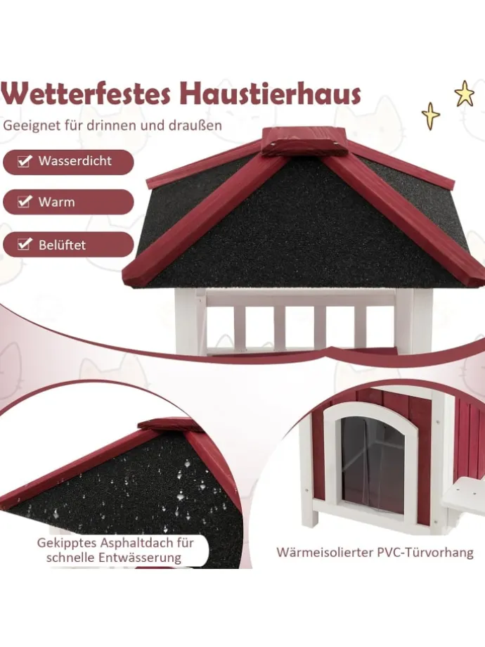 Katzenhaus Outdoor in Rot