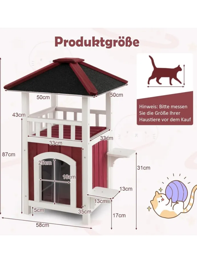 Katzenhaus Outdoor in Rot