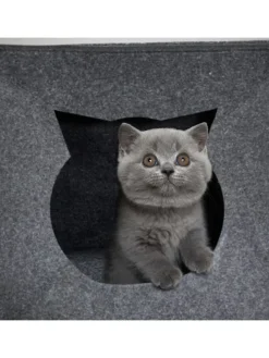 Katzenhöhle in Anthrazit - (B)33 x (H)33 x (T)33 cm