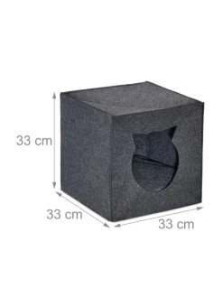 Katzenhöhle in Anthrazit - (B)33 x (H)33 x (T)33 cm