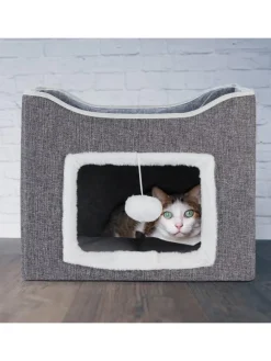 Katzenhöhle in Grau - (B)40 x (H)32 x (T)40 cm