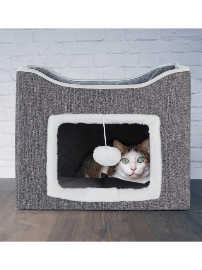 Katzenhöhle in Grau - (B)40 x (H)32 x (T)40 cm