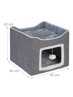 Katzenhöhle in Grau - (B)40 x (H)32 x (T)40 cm