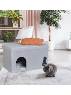 Katzenhöhle in Grau - (B)72 x (H)40,5 x (T)40,5 cm