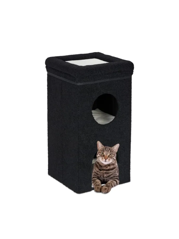 Katzenhöhle in Schwarz - (B)40 x (H)76 x (T)40 cm