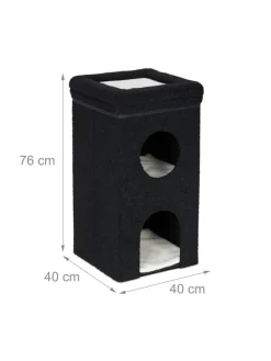 Katzenhöhle in Schwarz - (B)40 x (H)76 x (T)40 cm