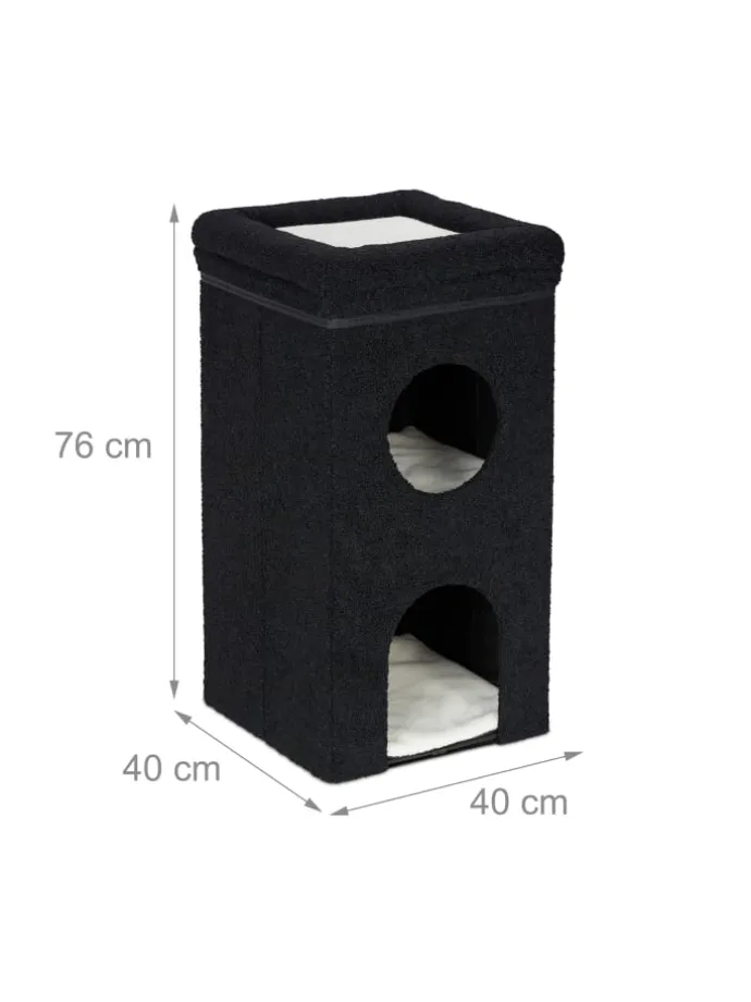 Katzenhöhle in Schwarz - (B)40 x (H)76 x (T)40 cm