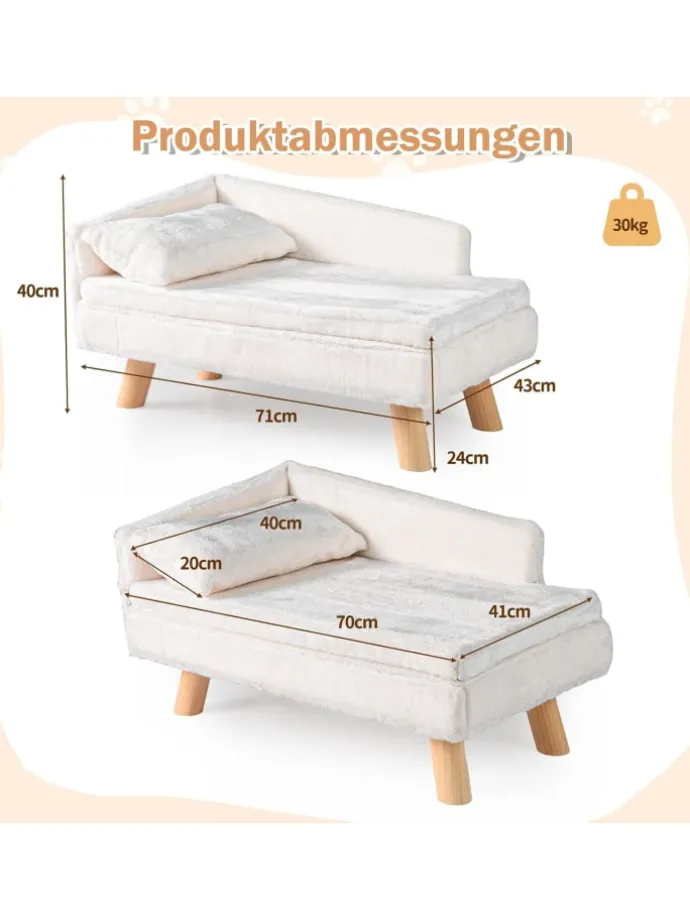 Katzensofa 71 x 43 x 40 cm in Weiß