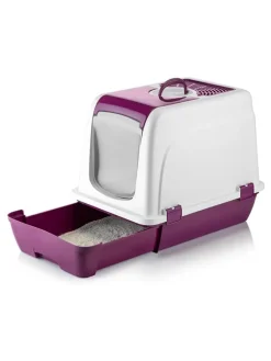Katzenstreubox in Lila/ Weiß - (B)39,5 x (H)55 x (T)57 cm