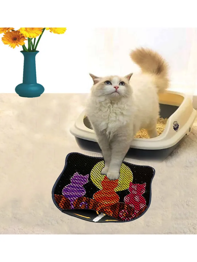 Katzenstreumatte in Schwarz/ Bunt - (L)50 x (B)40 cm