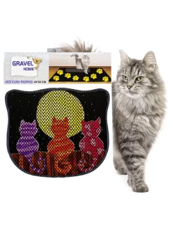 Katzenstreumatte in Schwarz/ Bunt - (L)50 x (B)40 cm