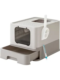 Katzentoilette in Hellgrau - (B)42,5 x (H)37,8 x (T)54,3 cm