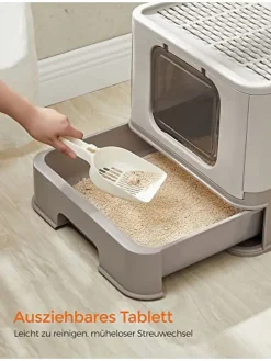 Katzentoilette in Hellgrau - (B)42,5 x (H)37,8 x (T)54,3 cm