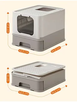 Katzentoilette in Hellgrau - (B)42,5 x (H)37,8 x (T)54,3 cm