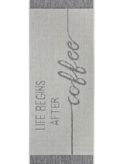 Küchenläufer "Life Begins After Coffee" in Creme/ Grau