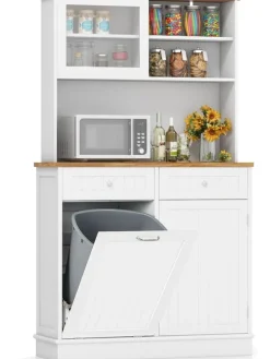 Küchenschrank für 45 L Mülleimer 100 x 34 x 172 cm in Weiß