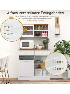 Küchenschrank für 45 L Mülleimer 100 x 34 x 172 cm in Weiß