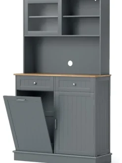 Küchenschrank für 45 L Mülleimer 100 x 34 x 172 cm in Grau