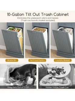 Küchenschrank für 45 L Mülleimer 100 x 34 x 172 cm in Grau