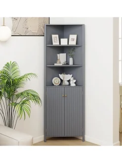 Küchenschrank schmal Eckschrank 172,5 cm hoch in Grau