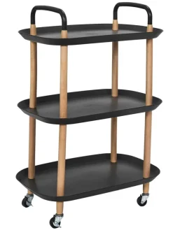 Küchenwagen ''Kaleo'' in Schwarz/ Hellbraun - (B)56 x (H)81 x (T)35,5 cm