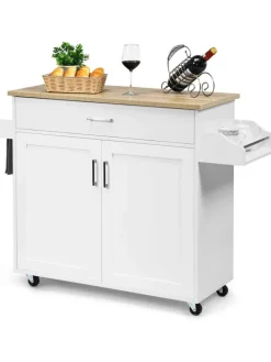 Küchenwagen mit Handtuchhalter in Weiß