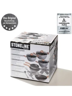 Keramik Kochgeschirr-Set 14-teilig | mit Deckeln in Holzoptik