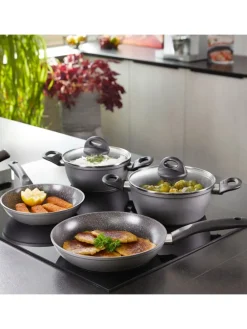 Keramik Kochgeschirr-Set 14-teilig | mit Deckeln in Anthrazit