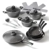 Keramik Kochgeschirr-Set 16-teilig 18/20/24/28 | mit Deckeln in Anthrazit