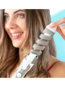 Keramik-Spiral-Lockenstab in Grau/ Weiß - (L)33 x (B)4,4 cm